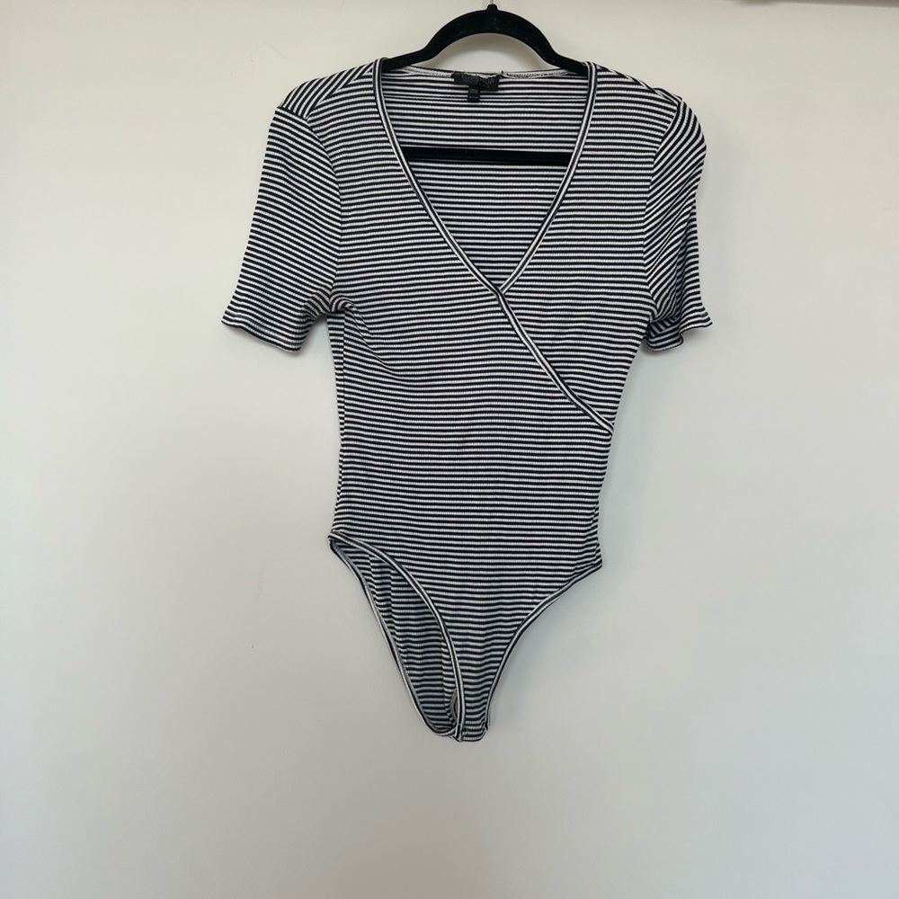 Topshop Blue and White striped bodysuit Size 10